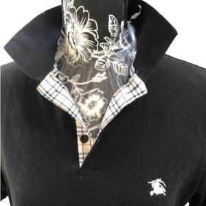 Burberry small black polo shirt fits woman 8-10 authentic unisex